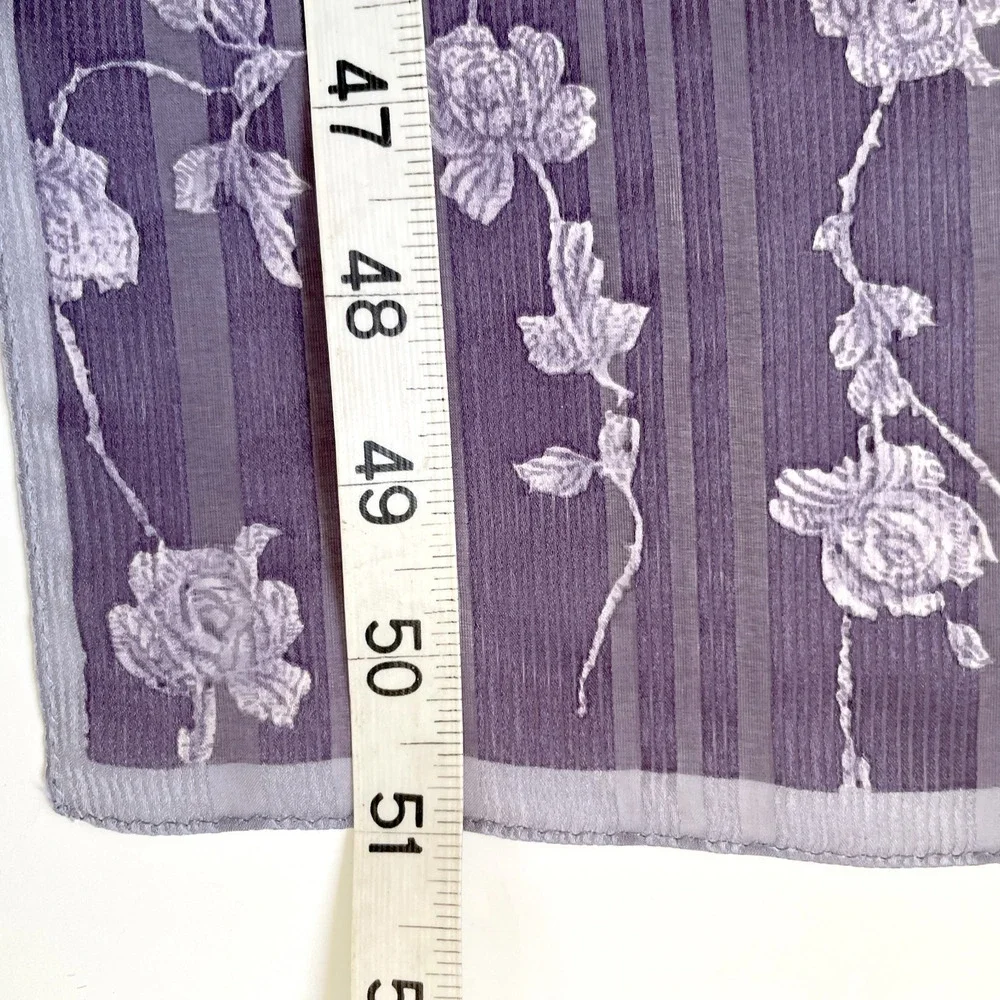 Vintage‎ 90s Anne Klein Silk Scarf Rectangle Purple Floral Cottagecore Fairy